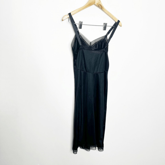 VTG 40s 50s MARVELLE Full SLIP black nylon mesh edges chemise womens size 32 S - Picture 5 of 5
